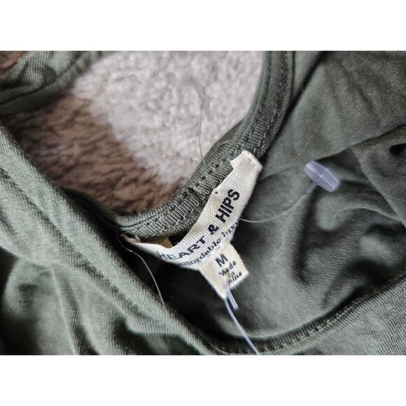 Heart & Hips Bodysuit Size Medium Sleeveless Bodice Criss Cross Green Boho Beach - Picture 4 of 10